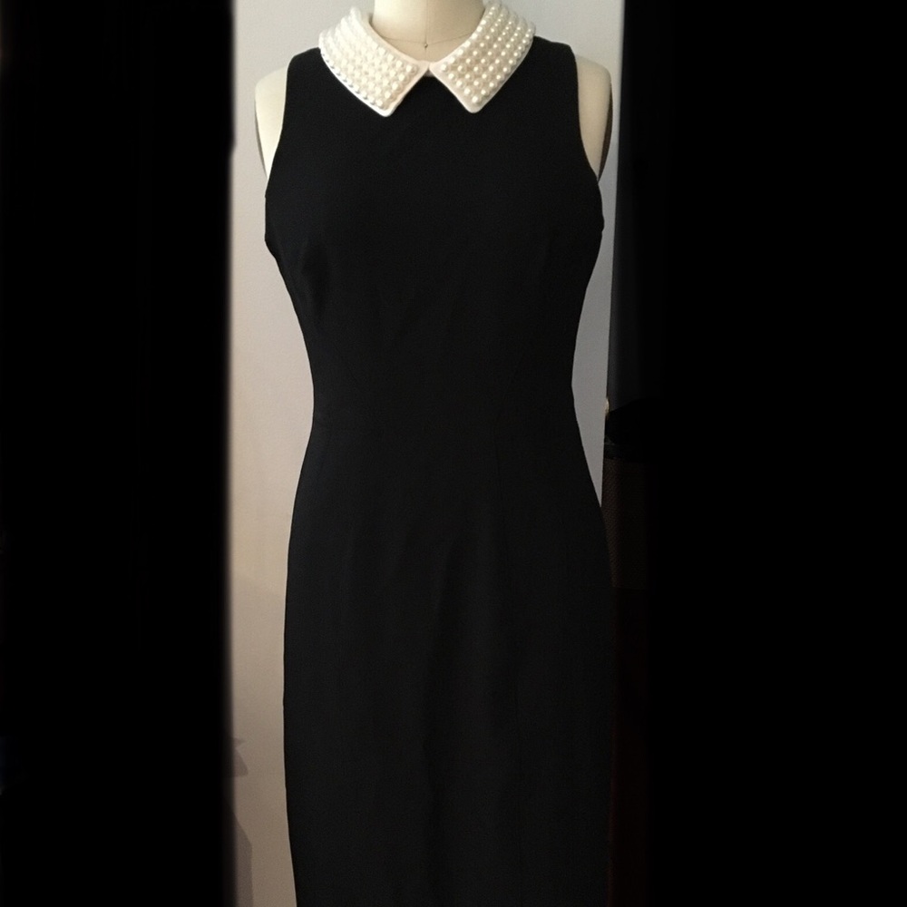 Chetta B Black midi pearl collared dress